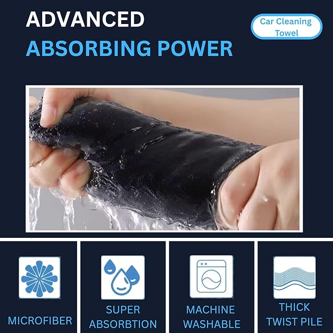 BlonBlon 4-Pack Large Microfiber Drying Towels (24" x 16") – Ultra-Absorbent, Streak-Free, Scratch-Resistant Towels for Cars and Trucks