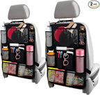 2 Pcs Backseat Car Organizer - Travel-Ready 23.4x16" Back Seat Car Organizer with 9 Large Pockets & Clear Tablet Holder, Made of Reliable Polyester with Long and Strong Straps - Easy to Attach & Clean