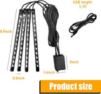 Car Led Interior Lights, RGB 48 LED Multicolor Auto Strip Light with Sound Active Function and Remote Control, Under Dash Smart Lighting Kit with Charger, Car Accessories (USB)