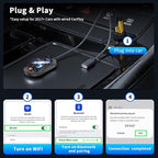 Wireless Android Auto & CarPlay Adapter, Plug and Play, No Lag, USB Type-A & C Support with Charging Port, Mini 3 in 1 Wireless Adapter Compatible with Cars with Wired CarPlay/Android Auto