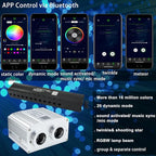 AZIMOM Dual Port 16W Twinkle Bluetooth Fiber Optic Starlight Kits 900pcs0.03in9.8ft Fibers Strands Meteor Shooting Star Sound Activated RGBW APP/Remote for Car Home Ceiling Headliner Decor