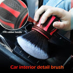 Car Detailing Brush, Ultra Soft Tire Shine Brush with Storage Rack, Interior Cleaning Tool, Universal Beauty Tools for Most Cars (Red)