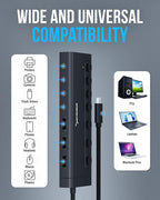 SABRENT 7-Port USB-C Hub with Power Switches, 5Gbps USB 3.2, 48W Powered Hub with 3 USB-A + 4 USB-C Ports, 20W PD, LED Status, Aluminum Body – for Mac, PC, Steam Deck, ROG Ally (HB-3A4C)