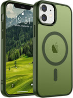 SUPFINE Magnetic for iPhone 12 Case/iPhone 12 Pro Case (Compatible with MagSafe)(Military Grade Drop Protection) Slim Translucent Matte Shockproof with Anti-Fingerprint Phone Case,Cangling Green