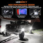 LEDMIRCY Pure White Rock Lights Kit with Switch Wire Harness 12PCS LED Rock Lights White for Off Road Trucks ATV UTV SUV RZR Underglow Trail Rig Light High Power Under Body Waterproof Shockproof