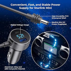 Starlink Mini Cable, 3 in 1 Starlink Mini Car Charger DC Power Cable+ Cigarette Lighter Adapter 12V-48V with Digital Display, Durable USB C PD 40W and USB A 35W Ports for Trucks and Cars (13.1FT)