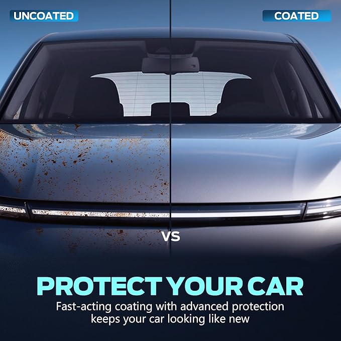 Premium Ceramic Coating for Cars- Extreme Hydrophobic Top Coat Polish & Car Coating Spray, Suitable for cars, pickup trucks, RVs, motorcycles, etc. Fast Application for Long-Lasting Shine & Protection