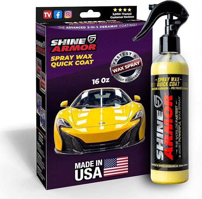 Car Spray Wax for Car Detailing - 16oz - Quick and Easy Carnauba Liquid Spray for Instant Gloss and Protection - Multi Surface Premium Brazilian Polish for All Vehicle Types