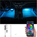 RGB Car Footwell Ambient Lighting Kit 16.7 Millions Colors Sound Active Music Sync APP Control DC Line Car Interior Multicolored Footwell Atmosphere Light