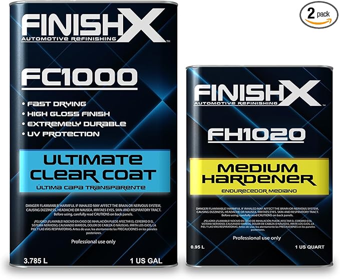 FinishX Automotive Refinishing Ultimate Clear Coat (FC1000-1 Gallon) 4:1 Kit with Medium Activator/Hardener (FH1020-1 quart)- FH1020 FH1020