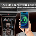 zdyCGTime Small Type C 3.0 Female to USB 3.0 A Male Car Flush Mount Cable USB A to USB Type C Waterproof Panel Mount Extension Cable, for Car Boat Truck Yacht Motorcycle.(30CM/1Ft)