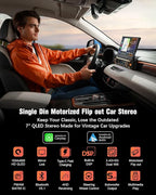 【SOOEMAKA】 Single Din Touchscreen Radio with Wireless Carplay&Android Auto,7 inch QLED Motorized Flip Out Car Stereo Upgrade PD/QC 3.0 Type-C Fast Charging/Dual WiFi/Bluetooth 5.1/AM/FM/DSP (Flip)