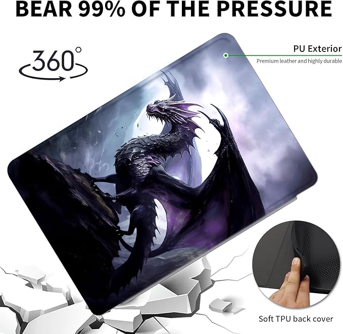 Case for 6" Kindle Paperwhite (10th Generation,2018 Release),360 Degree Rotating Swivel Leather Stand Folio Cover Auto Wake/Sleep for Amazon Kindle Paperwhite E-Reader,Cool Purple Dragon