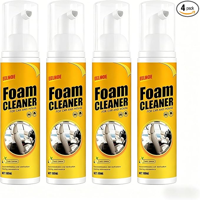 Car Interior Foam Cleaner, Multi-Purpose Stain Remover for Car Seats, No-Wash Foam Cleaner for Vehicle (4 Pack, 13.5 Fl Oz)