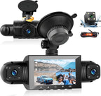 Podofo 360° Dash Cam Front and Rear Inside,4 Channel 3" IPS Touchscreen Dash Cam Front and Rear Inside Left Right,4*1080P Dash Camera with 8 IR Night Vision,Loop Recording,G-Sensor,24 Hours Recording