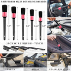 AUTODECO 41Pcs Car Cleaning Wash Kit Interior Detailing Cleaner Kit with High Power Handheld Vacuum, Collapsible Bucket, Windshield Tool, Snow Shovel, Tire Brush, Complete Car Care Tools, Pink