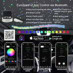 Small Size AKEPO 32W Dual-Head Different Color APP Fiber Optic Lights with Meteor Effect, 1100pcs of 0.03in 13.1ft Optical Fibers +RGBW Music Activated Fiber Optic Star Ceiling Light Kit for Car/Home