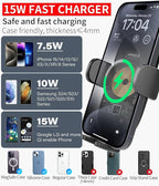 APPS2Car 15W Qi Wireless Car Charger Cup Phone Holder, Fits 3"–4" Round Cup Holders, Adjustable Long Arm & 360° Rotation, Compatible with iPhone 17 16 15 14 13 Pro Max