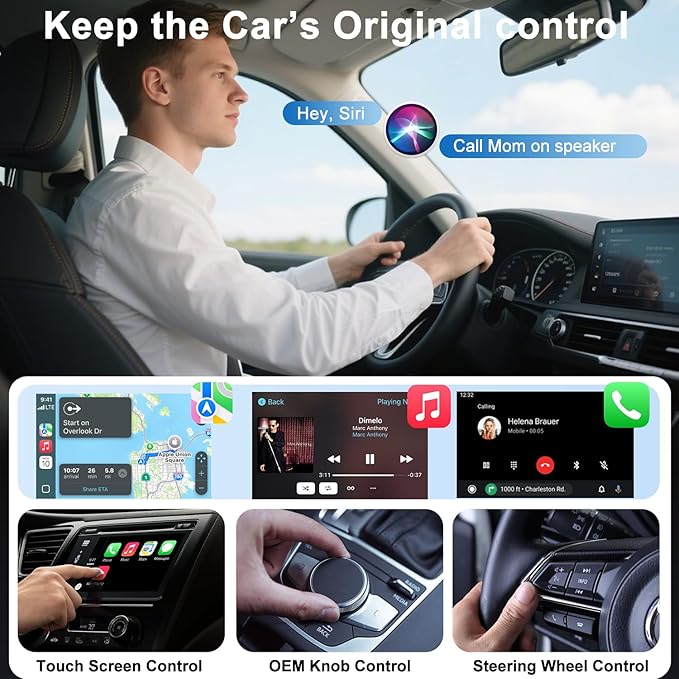 XHU Wireless CarPlay Adapter, CarPlay Wireless Adapter Supports Netflix, YouTube, and TikTok Stream Media Play, for OEM Wired CarPlay to Wireless Dongle, Only Fits for iOS 10+ Phone & Cars from 2016