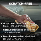 CleanTools The Absorber® Large 17" x 27", Assorted Colors, 1-Side-Textured, 2-Towel Pack - Synthetic Chamois Drying Cloth for Cars - Super Absorbent, Scratch Free, Long Lasting & Machine Washable