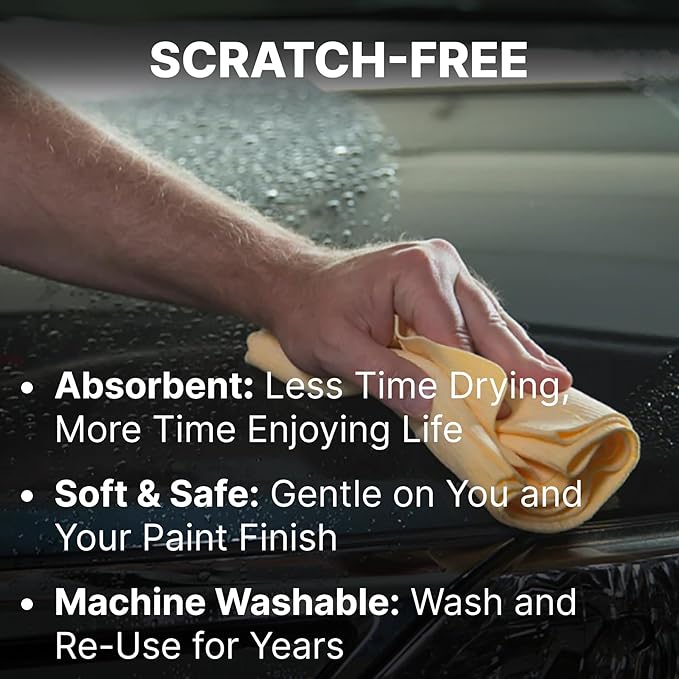 CleanTools The Absorber® Large 17" x 27", Assorted Colors, 1-Side-Textured, 2-Towel Pack - Synthetic Chamois Drying Cloth for Cars - Super Absorbent, Scratch Free, Long Lasting & Machine Washable