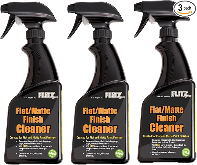 Flitz Flat Matte Finish Cleaner - 16oz Bottle of USA-Made Vinyl Wrap Spray to Easily Remove Grease, Wax, Dust, & More - Quick Drying Matte Paint Cleaner - Ideal for Cars, Motorcycles (3 Pack)