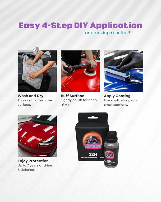 K&T Sunshine 12H Graphene Ceramic Coating for Cars (30ml) – Professional Grade Paint Protection Coating, Hydrophobic High Gloss, UV & Scratch Resistant, DIY Auto Detailing Sealant