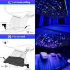 AMKI Dual Color 20W Twinkle Starlight Headliner Kit 1100pcs*0.03in 13.1ft Cables+ RGB Meteor Shooting Star Fiber Optic Light Sound Activated APP/Remote Control for Car Roof Home Ceiling