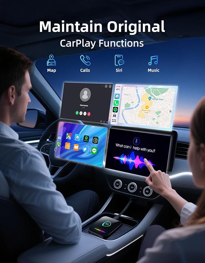 Wireless CarPlay Adapter & Android Auto Dongle – Plug & Play, Converts Wired to Wireless, Fast & Stable Connection, Compatible with iPhone iOS 10+, Android 11+ & 800+ Car Models (2016 & Newer)