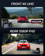 Pelsee P3 4K Dash Cam Front and Rear, 64GB SD Card, 4K+1080P Dual Dash Camera for Cars with Wi-Fi, GPS, ADAS, BSD, LCA, 3’’ IPS Display Car Camera, APP & Voice Control, Night Vision, 24H Parking Mode