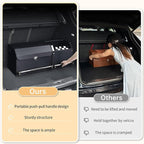 Car Trunk Organizer, Leather Trunk Organizer for SUV with Lid and Sturdy Handle Collapsible Adjustable Storage (Black, 33 x 11.4 x 12.2in)