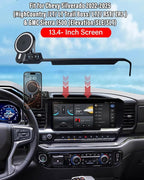 PZK Car Phone Holder for Chevy Silverado 1500/GMC Sierra 1500 2022 2023 2024 2025 2026 Accessories 13.4-Inch Screen Magnetic 15W Fast Wireless Charger Car Phone Mount with 360° Rotating Extension Rod