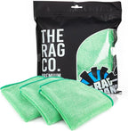 The Rag Company - Premium FTW Microfiber Cleaning Towels for Glass, Windows, Mirrors, Polished Surfaces - Streak-Free, Scratchless, 16" x16”, Green, 3-Pack