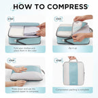 10 Set Compression Packing Cubes for Travel Essentials,Compressible Expandable Packing Cubes for Suitcase,OlarHike Luggage Organizer Bags for Travel,Handy Helper for Organizing Clothes(Blue Gray)