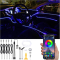 Car Ambient Lighting Optic Fiber 64 Colors Music Sound Active with APP Control Car Decorative Atmosphere Lighting Kit DC 12V 1W 6m