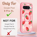 for Google Pixel 9 Pro XL Case - Compatible with MagSafe Women Cute Girls Magnetic Protective Cover Strawberry Girly Kawaii Design Heavy Duty Shockproof Phone Case for Pixel 9 Pro XL 6.8"