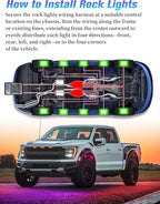 10 Pods RGB LED Rock Lights with APP/RF Remote Control High Brights Waterproof Underglow Multicolor Zone Neon Exterior Rock Lights for 12V Trucks Jeep UTV ATV RZR Offroad Pickup SUV Accessory