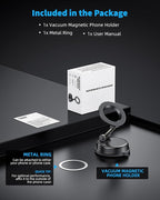 Vacuum Magnetic Suction Car Phone Holder for Magsafe, 360° Adjustable Suction Cup Phone Mount for Car Gym Mirror, Compatible with iPhone & Android
