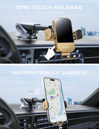CHGeek Wireless Car Charger, 15W Fast Charging Auto Clamping Car Charger Phone Mount Phone Holder fit for iPhone 15 14 13 12 11 Pro Max Xs, Samsung Galaxy S24 Ultra S23 S22 S21, S20, S10+, Golden