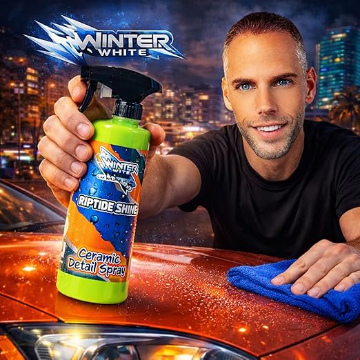 Winter White Riptide Shine Ceramic Detail Spray – Deep Shine & Ceramic Protection, Extreme Water Beading, Safe for Cars, Trucks, Motorcycles, RVs & More – Includes 2 Towels, 16 fl oz (Pack of 1)