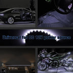White LED Strip Lights for Car BaishenglinMotor 12-Pack DC12V Waterproof 30CM/11.8"/1FT 5050 15-SMD LED Strip Underbody Light for Car Motorcycles Golf Cart Decoration Interior Exterior Strip Lights