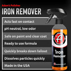 Adam's Iron Remover (16oz, 2 Pack) - Fallout & Iron Remover Spray for Car Detailing Removes Iron Particles in Auto Paint, Wheels, Motorcycle, RV & Boat - Use Before Clay Bar, Wax or Car Wash