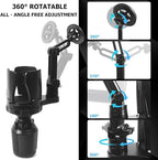Frani Car Cup Holder Expander with Magnetic Phone Mount - Adjustable Insert Fits 2.68-4.33" Holders, 360° Adjustable Neck & Strong N52 Magnets for iPhone Samsung