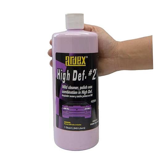 Ardex 4294 High Def #2 | All-in-One Cleaner, Polish & Wax – Scratch & Swirl Remover, Clear Coat Safe Paint Sealant – High Gloss Finish, Easy Application | 1 Quart | Made in USA