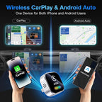 4-in-1 Wireless CarPlay & Android Auto Dongle, 5-Second Auto Connect, Low Latency Screen Mirroring.Convert Wired to Wireless for Car,USB A/C (Silver)