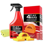 Heavy Duty Car Clay Bars Auto Detailing Clay Luber Synthetic Lubricant Kit，4 Pcs Auto Detailing Clay Bar，10 Pack Clay Lubricant Sheets & Microfiber Towel – Safe Deep Clean, Remove Contaminants