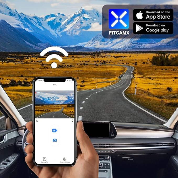Fitcamx 4K Dash Cam Suitable for Hyundai Palisade 2023-2025 (Part No#S8700 S8710) SE SEL Limited XRT Calligraphy, OEM Look, UHD 2160P Video, WiFi & APP, Loop Recording G-Sensor, Easy to Use, 64GB Card