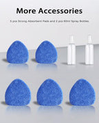 25.5” Windshield Cleaner Tool, Longer & Strong Absorbent Car Window Cleaner with 5 pcs Washable Pads and 2 pcs Spray Bottles for Car and Home Window, Blue