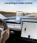 VICSEED Tesla Phone Mount【Strongest Magnet Power】 Foldable Hidden Tesla Phone Holder Fit for All Phones, Tesla Model 3/Y/Cybertruck Accessories, Tesla Model 3 Model Y for MagSafe Car Mount-Quicksilver