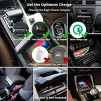 Wireless Car Charger Qi Charging Pad Fast 15W 10W 7.5W Charge Adapter for iPhone 14 13 12 Mini 11 Pro Max 8 Plus X XR Xs Airpods Samsung Galaxy Buds S21 S22 S23 S24 Android Phones (39' Long Cable)